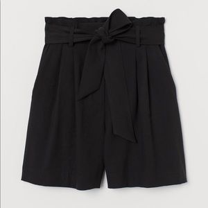 Black tie-belt shorts